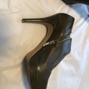 Army green booties. Very comfortable.